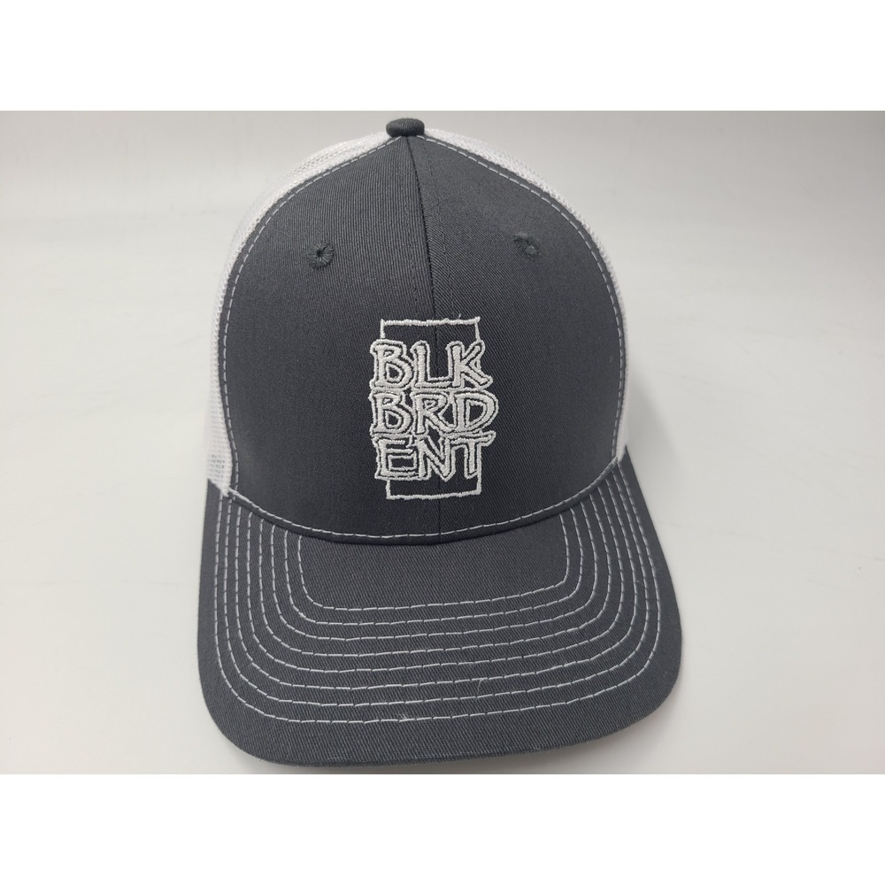 Black Bird Entertainment Mesh Trucker Snapback Hat Cap Music Agency Gray White